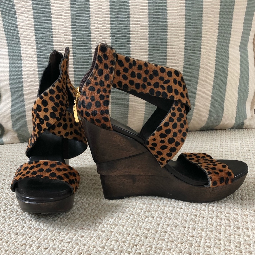 DVF leopard print platform wedges